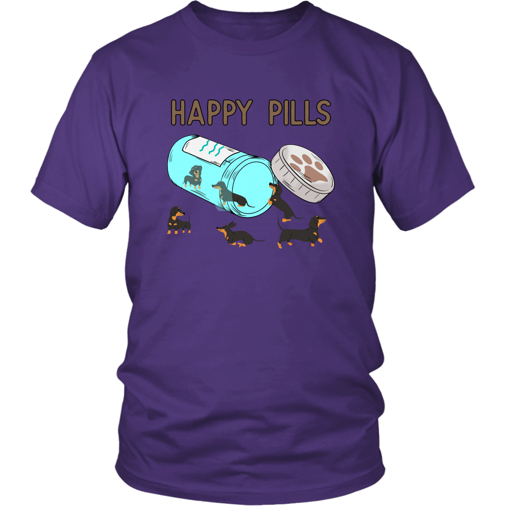 Happy Pills Dachshund T-Shirt Purple