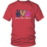 Peace Love Dachshunds Funny Cute dog lovers T-shirt for people Heather Red