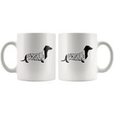 Dachshund silhouette 11oz coffee mug front and back design