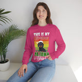 Dachshund christmas sweatshirt Heliconia model wearing