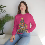 Dachshund christmas tree sweatshirt heather model