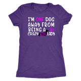 Funny dachshund t shirt one dog away from being a crazy weenie lady vintage purple