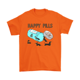 Happy Pills Dachshund Men's Shirt Orange Gildan Mens T-Shirt