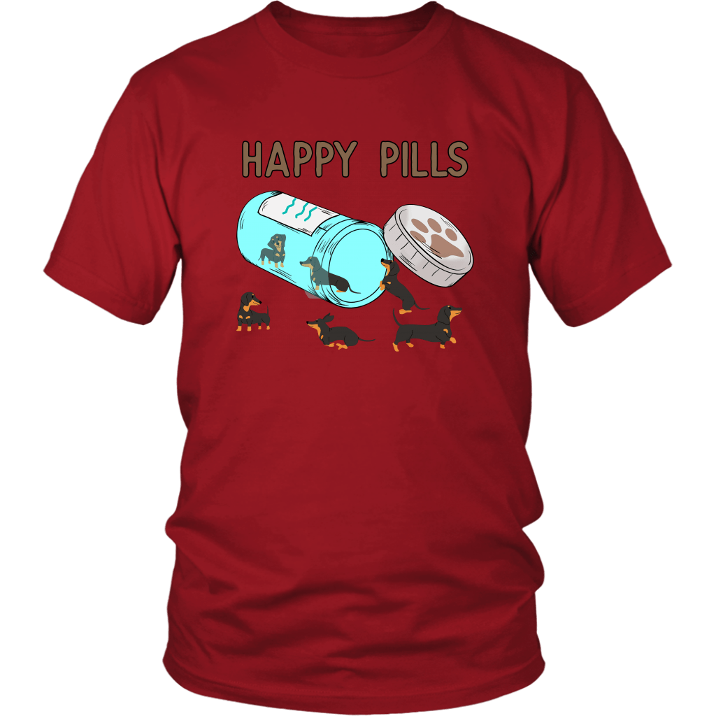Happy Pills Dachshund T-Shirt Red