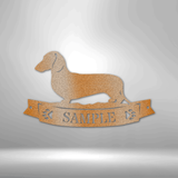 Metal dachshund sign for wall decor copper
