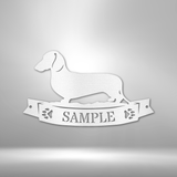 Metal dachshund sign for wall decor white