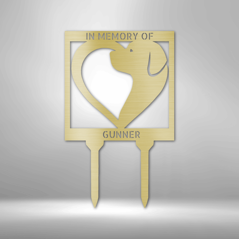 Dog memorial metal sign for garden 12" Gold
