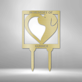 Dog memorial metal sign for garden 12" Gold