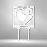Dog memorial metal sign for garden 12" White