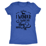 Dachshund t-shirt I wonder what my dog named me funny shirt for dog lovers Vintage Royal