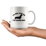 Dachshund silhouette - do not step on the guard dog 11oz coffee mug hand model