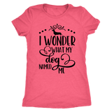 Dachshund t-shirt I wonder what my dog named me funny shirt for dog lovers Vintage Light Pink