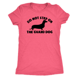Dachshund silhouette t-shirt do not step on the guard dog light pink