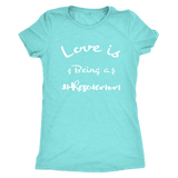 Love is being a rescue mom t-shirt for dog lovers Tahiti Blue