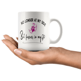 No longer at my side but furever in my heart dog memorial coffee mug 110z shown in hand