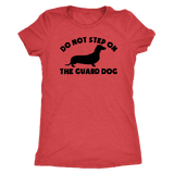Dachshund silhouette t-shirt do not step on the guard dog Vintage Red