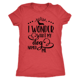 Dachshund t-shirt I wonder what my dog named me funny shirt for dog lovers Vintage Red