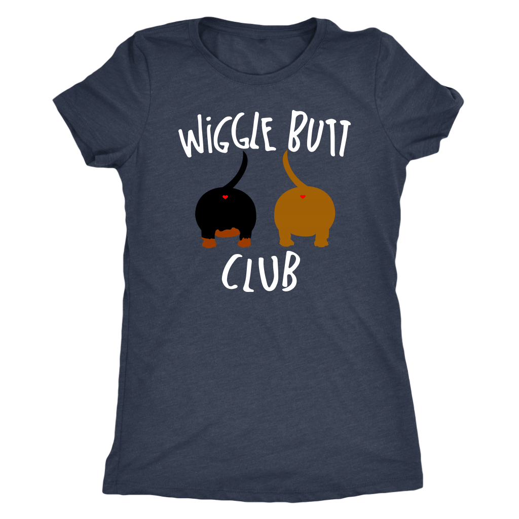 Wiggle Butt Club Funny Dachshund T-Shirt for people Vintage Navy