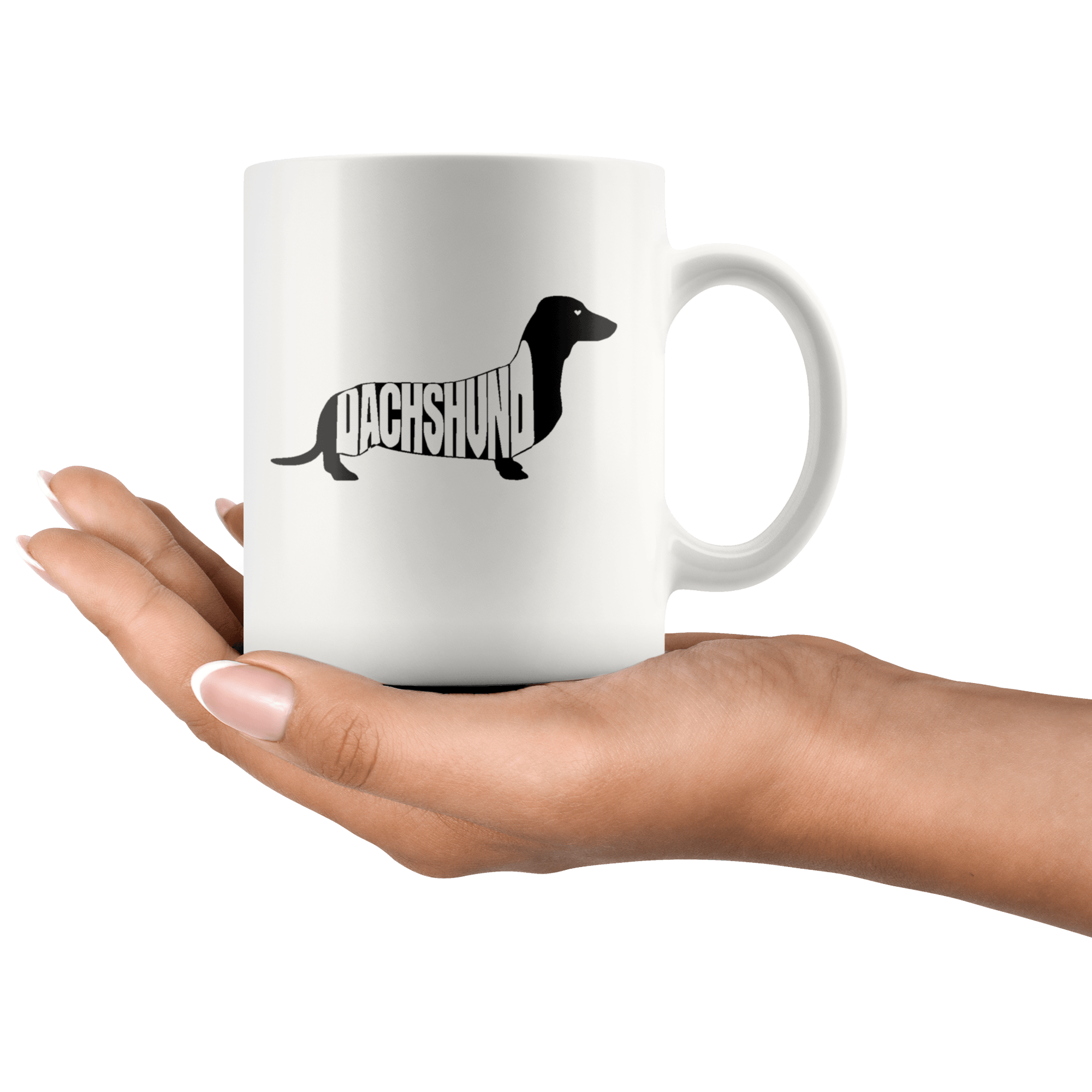 Dachshund silhouette 11oz coffee mug hand holding mug