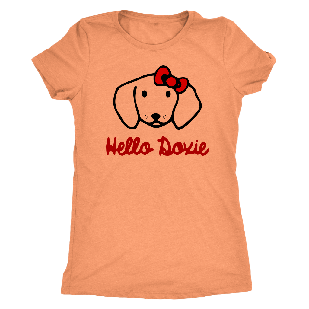 Hello Doxie Dachshund t-shirt for people Vintage Light Orange