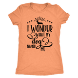Dachshund t-shirt I wonder what my dog named me funny shirt for dog lovers Vintage Light Orange