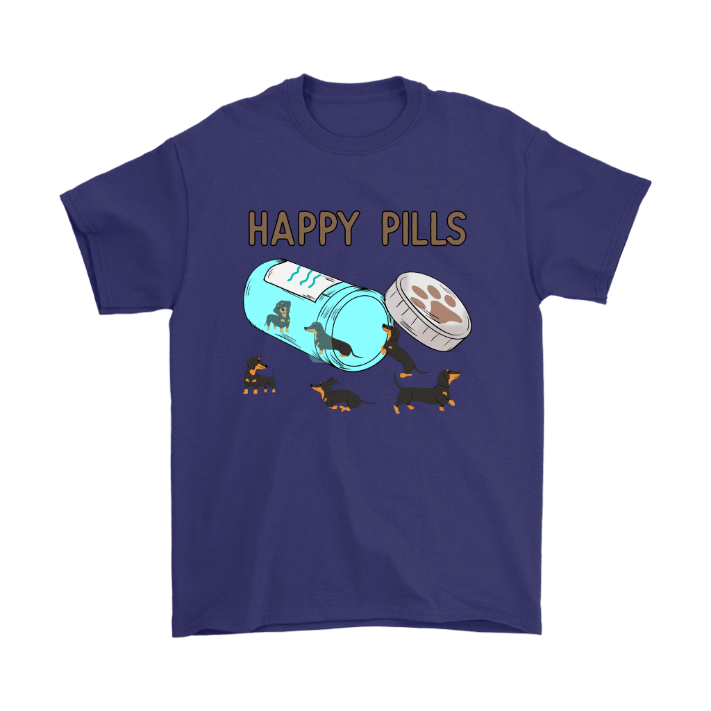 Happy Pills Dachshund Men's Shirt Purple Gildan Mens T-Shirt